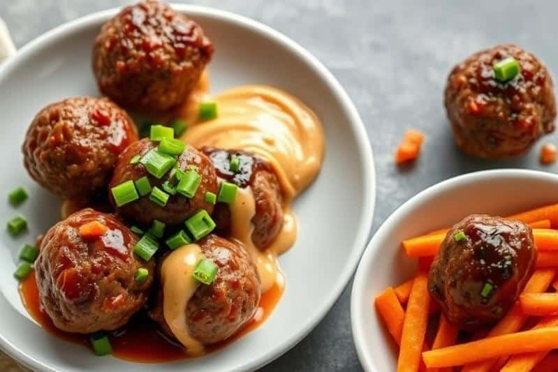 Healthy Korean BBQ Meatballs With Spicy Mayo