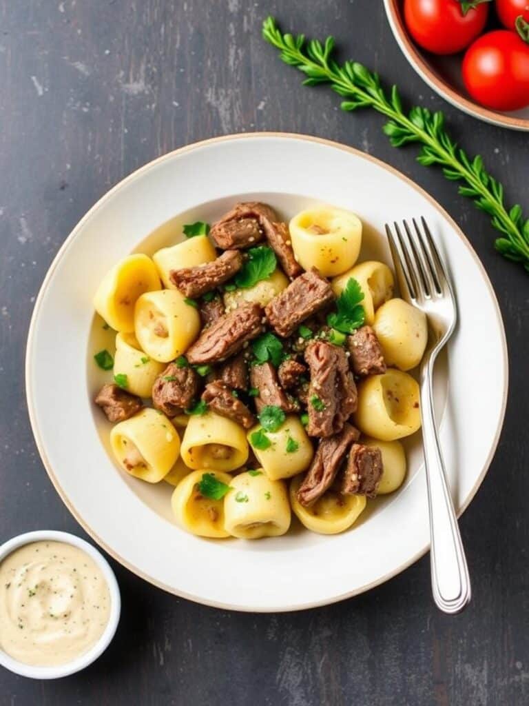 Healthy Garlic Steak Tortellini Recipe Dinner