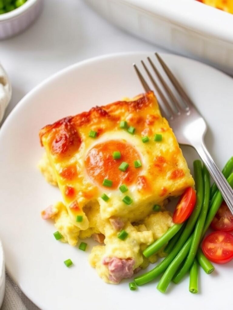 Healthy Ham & Cheese Egg Bake Breakfast